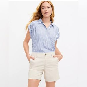 H&M L.O.G.G.  Women’s Light Tan 7” Inseam Cuffed Chino Shorts Size 10